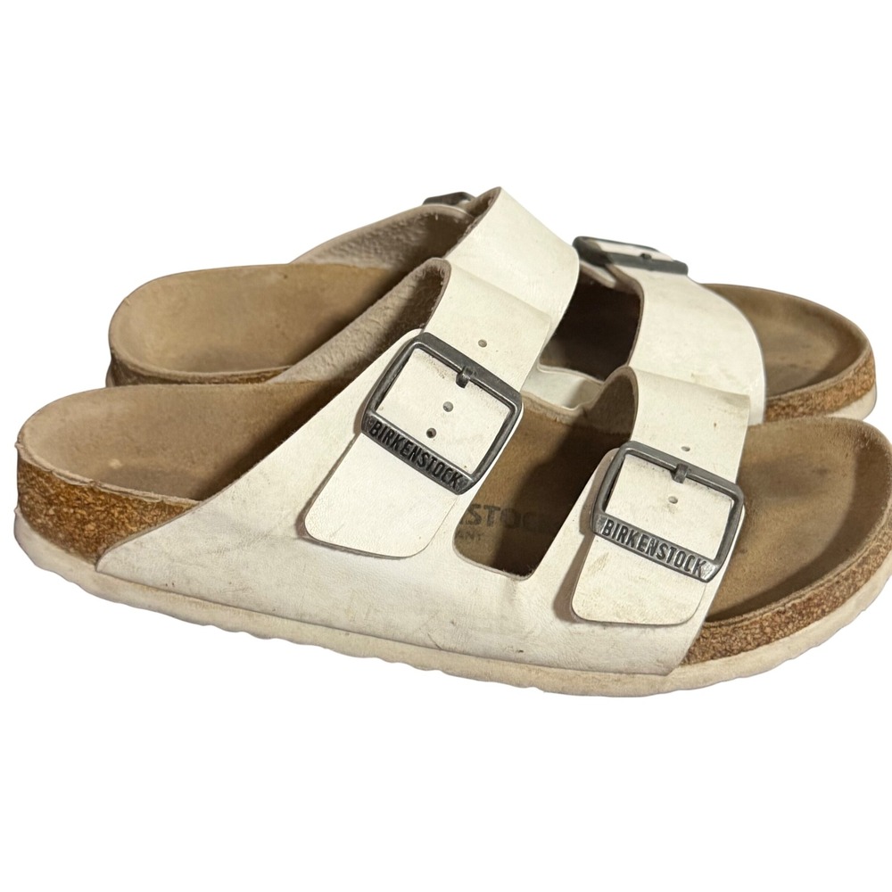 Birkenstock Arizona White Birko-Flor Two Strap Sandals Womens Size 39 L8 M6